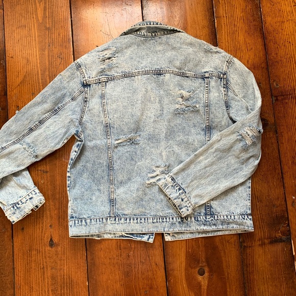 Fashion Nova Mens Denim Jacket Size XXL Acid Wash - Picture 7 of 8